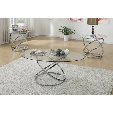 Tower Modern Glass Top Coffee Table Set