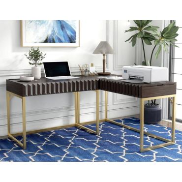 Tracy Walnut Corner Office Desk Lift Top