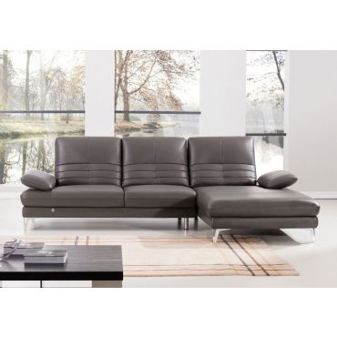 Trinity Gray Italian Leather Sectional