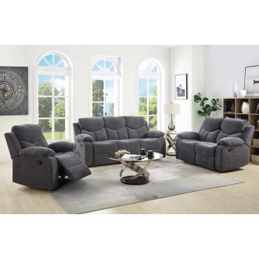 Trisha Grey Chenille Recliner Sofa Set