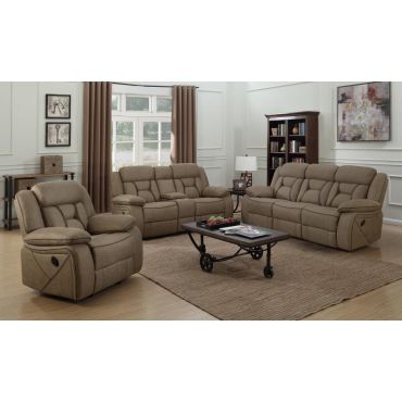 Troy Tan Leather Modern Recliner Sofa