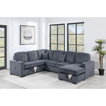 Tryna Charcoal Sectional Sleeper With Storage