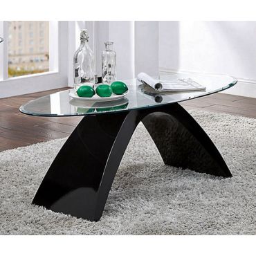 Tyra Black Lacquer Glass Top Coffee Table