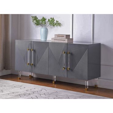 Tyrell Grey Lacquer Buffet Acrylic Accents