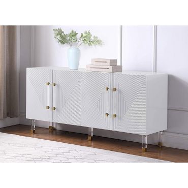 Tyrell White Lacquer Sideboard Acrylic Accents