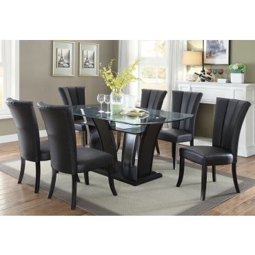 Upland Table With Black Leatherette Chairs