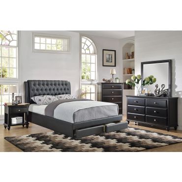 Valarie Leather Platform Storage Bed