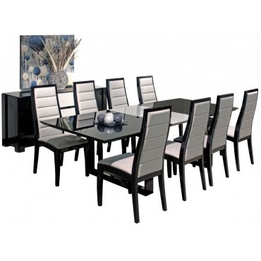 Vanguard Black Lacquer Dining Table Set