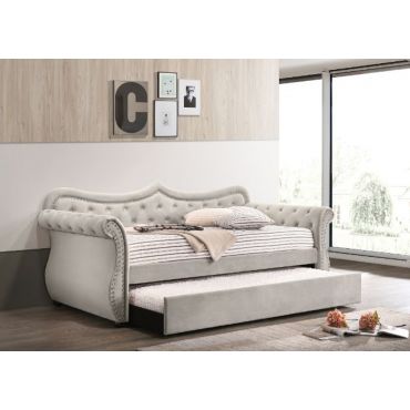 Varian Crystal Tufted Beige Velvet Daybed