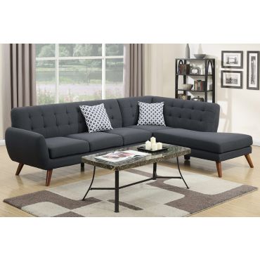 Varna Ash Black Linen Sectional