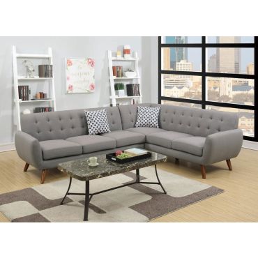 Varna Sectional Sofa Set Grey Linen