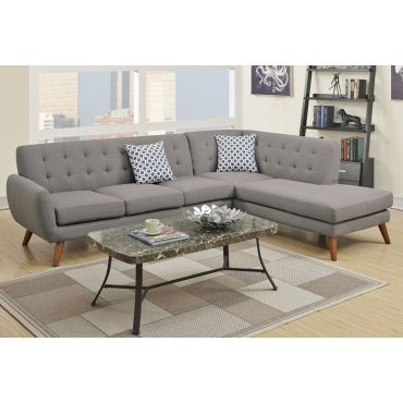 Varna Grey Linen Sectional Couch