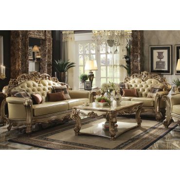 Vendome Patina Gold Leather Sofa Collection