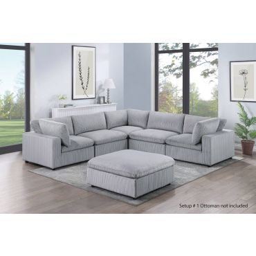 Verdal Modular Sectional Grey Corduroy