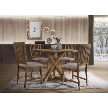 Verdugo Rustic Finish Round Table Set