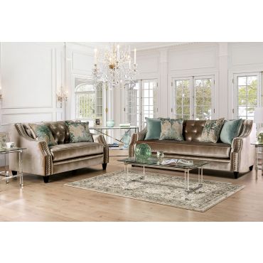 Verne Champagne Chenille Sofa Set