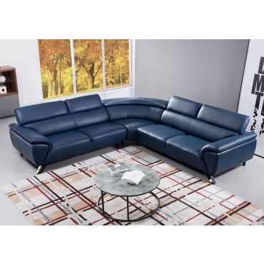 Vinn Navy Modern Sectional Italian Leather