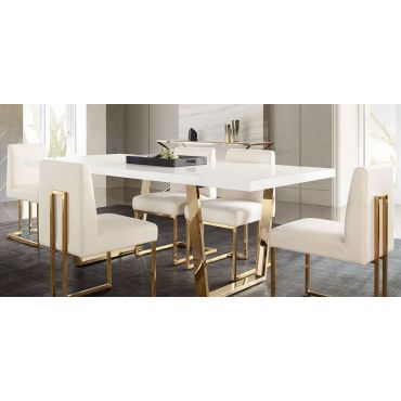 Visalia White Lacquer Dining Table