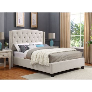 Vitus Ivory Linen Upholstered Bed