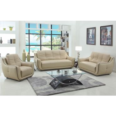 Volos Genuine Leather Modern Sofa Set