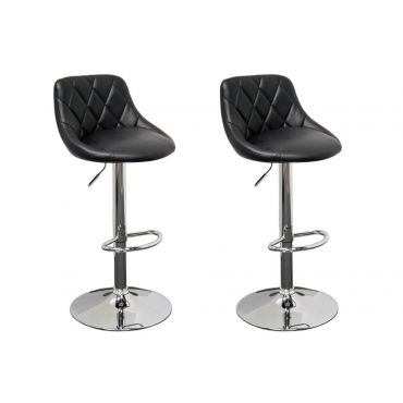 Waffle Black Leather Barstool Set