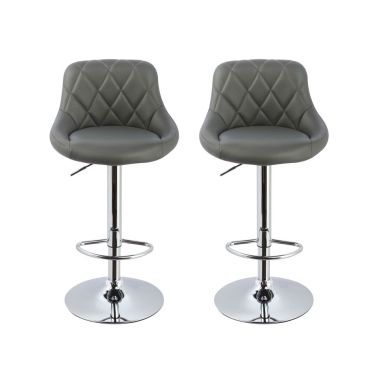 Waffle Grey Leather Barstool Set