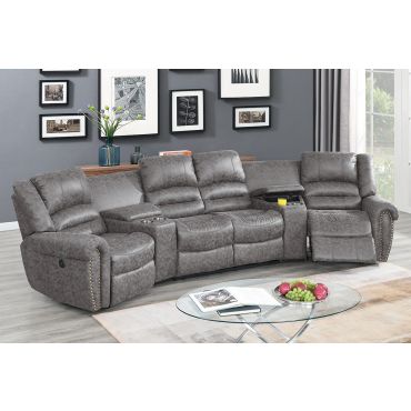 Wales Grey Power Recliner Theater Set