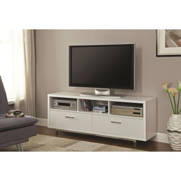 Kayla Modern White TV Stand With Storage