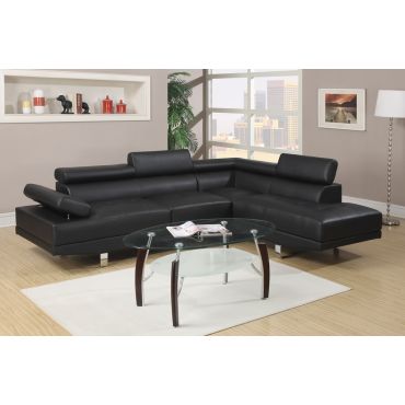 Warren Black Leather Modern Sectional