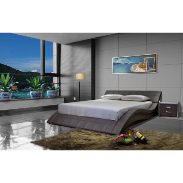 Wavy Dark Brown Low Profile Platform Bed