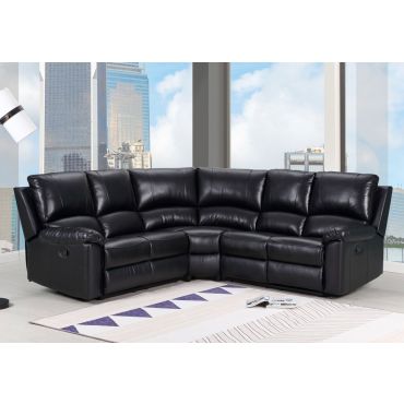 Waylon Recliner Sectional Black Leather