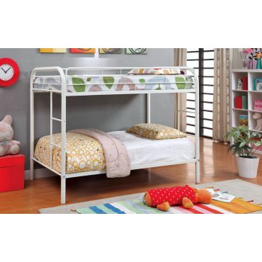 White Metal Twin Over Twin Bunk Bed