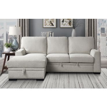 Willex Beige Chenille Sectional Sleeper