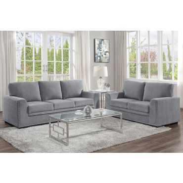 Willex Grey Chenille Sofa Set