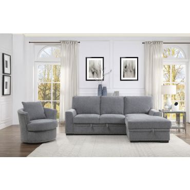 Willex Sectional Sleeper Grey Chenille