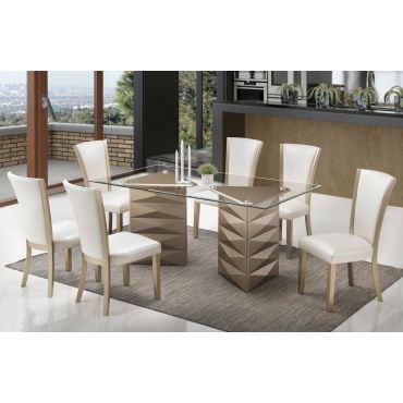 Wilmer Gold Finish Dining Table Set