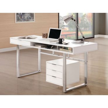 Marabella Glossy White Writing Desk Gold Legs