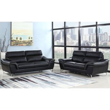 Wraith Modern Sofa Black Leather