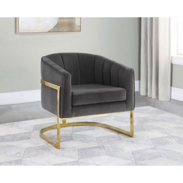 Zahra Grey Velvet Chair Gold Leg