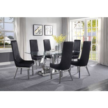 Zeba Modern Glass Top Dining Table Set