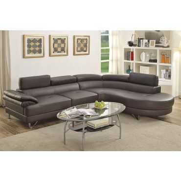 Zelma Espresso Leather Modern Sectional