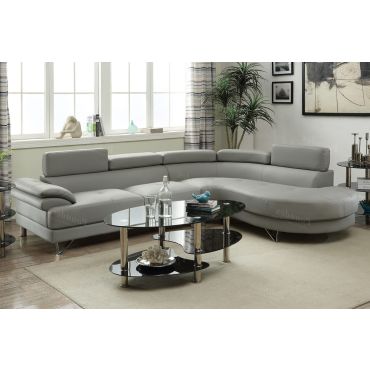 Zelma Grey Leather Sectional