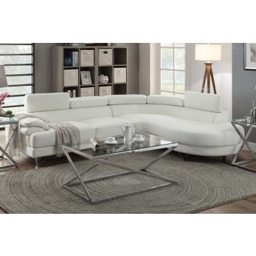 Zelma White Leather Modern Sectional Sofa