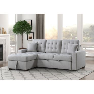 Zenas Light Grey Sectional Sleeper