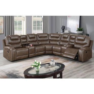 Zenobia Brown Leather Recliner Sectional