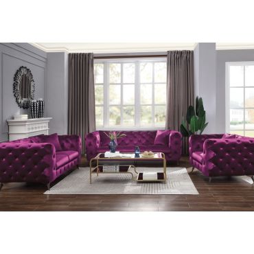 Zenon Purple Fabric Chesterfield Sofa