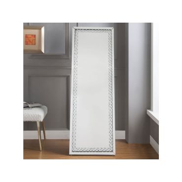 Zoey Floor Mirror With Crystal Accent Trim