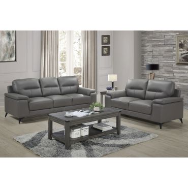 Zoso Modern Grey Leather Living Room