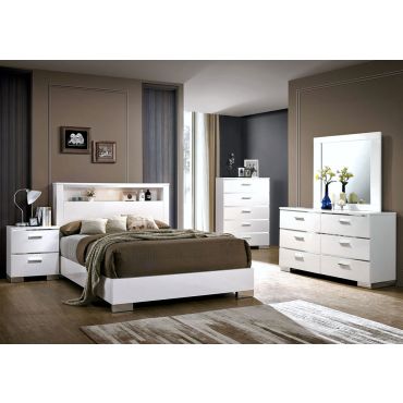 Zsolt Bedroom Furniture White Lacquer Finish