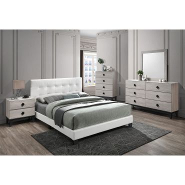 Zuma White Leather Platform Bedroom Set